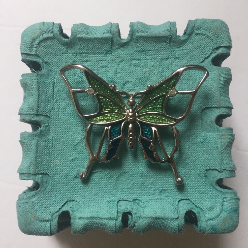 Vintage butterfly enamel brooch